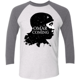 T-Shirts Heather White/Premium Heather / X-Small Yo Omar Is Coming Men's Triblend 3/4 Sleeve