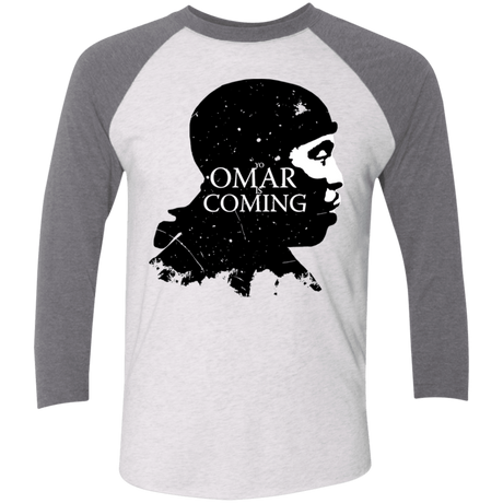 T-Shirts Heather White/Premium Heather / X-Small Yo Omar Is Coming Men's Triblend 3/4 Sleeve