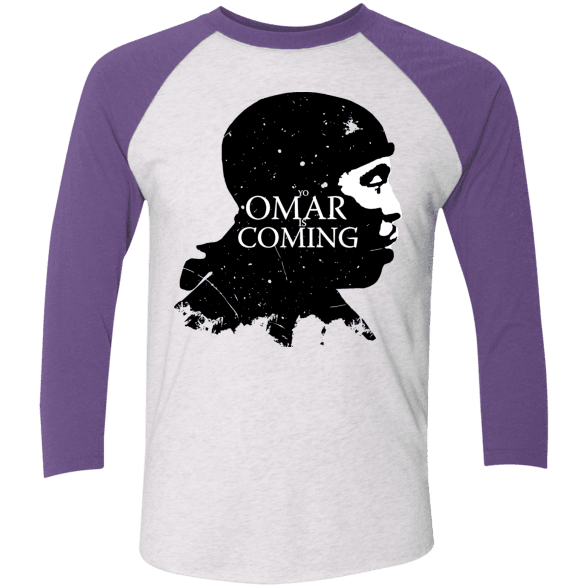 T-Shirts Heather White/Purple Rush / X-Small Yo Omar Is Coming Men's Triblend 3/4 Sleeve