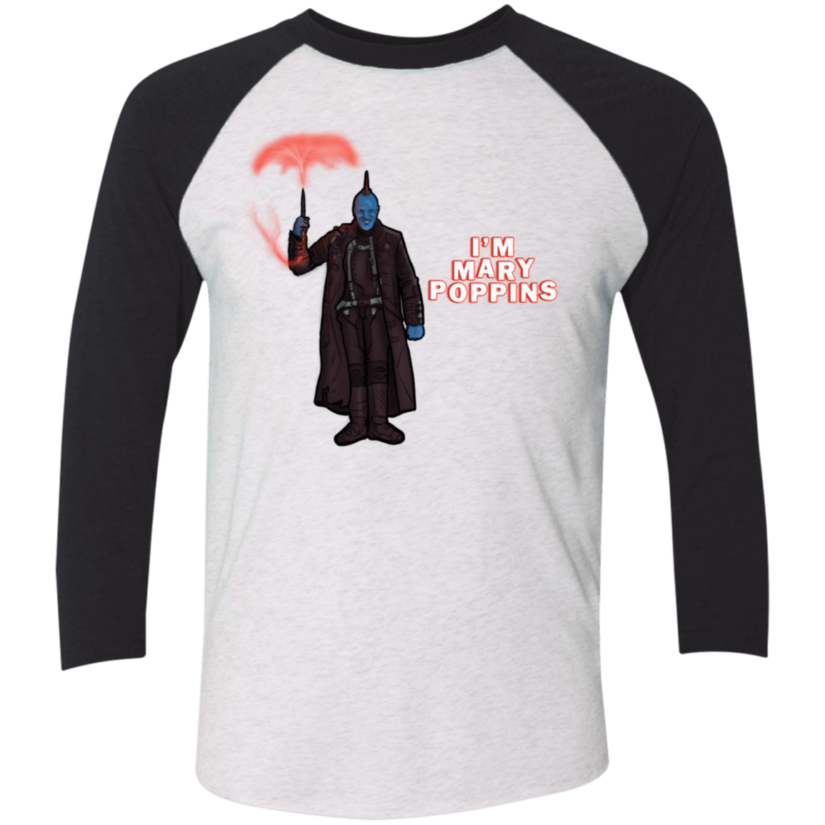 T-Shirts Heather White/Vintage Black / X-Small Yondu Poppins Men's Triblend 3/4 Sleeve