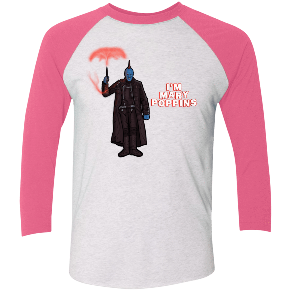 T-Shirts Heather White/Vintage Pink / X-Small Yondu Poppins Men's Triblend 3/4 Sleeve