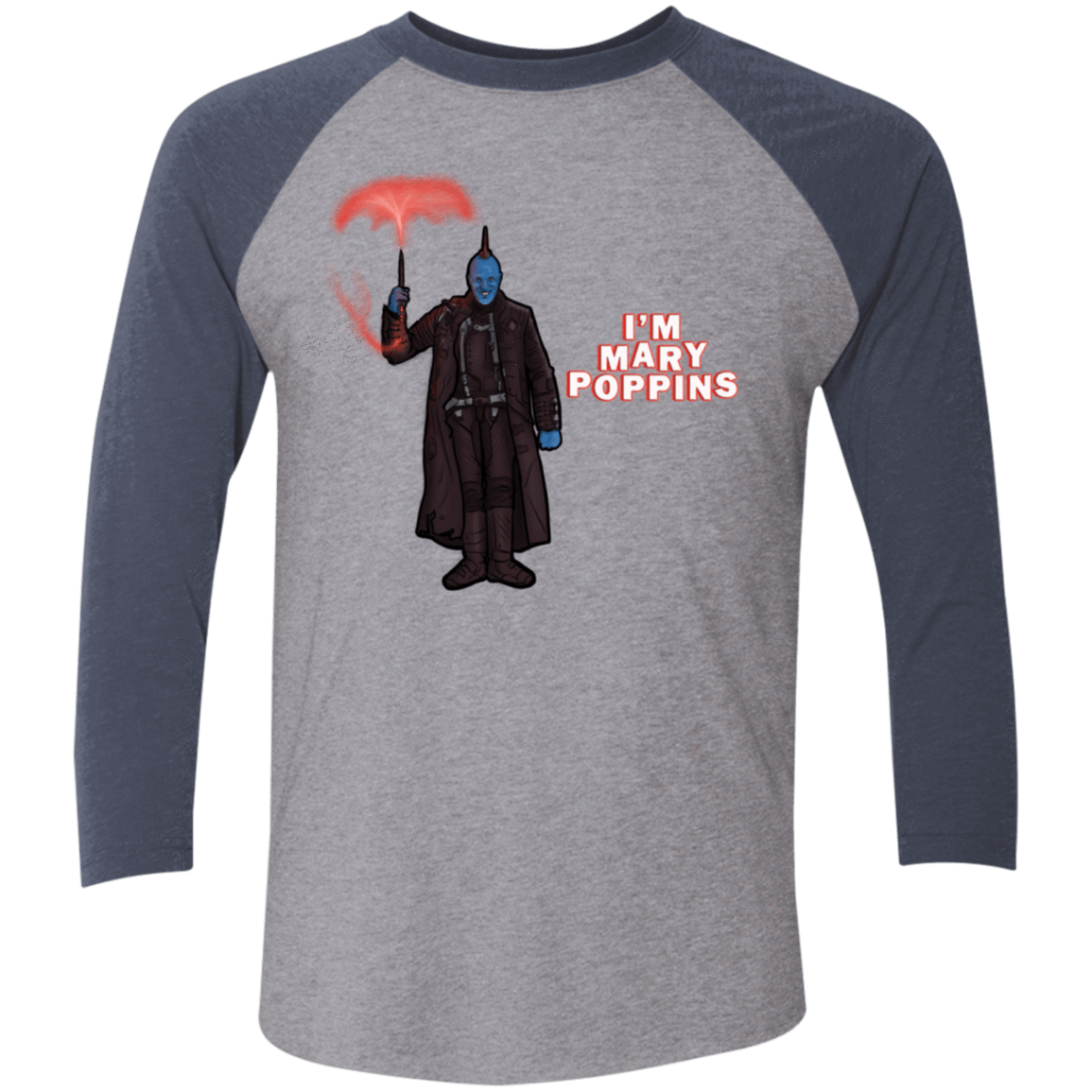T-Shirts Premium Heather/Vintage Navy / X-Small Yondu Poppins Men's Triblend 3/4 Sleeve