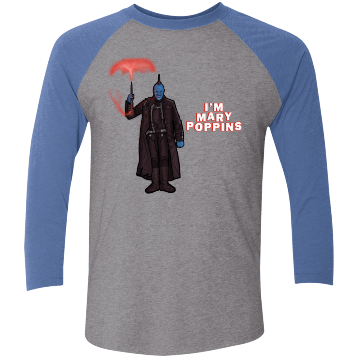 T-Shirts Premium Heather/Vintage Royal / X-Small Yondu Poppins Men's Triblend 3/4 Sleeve