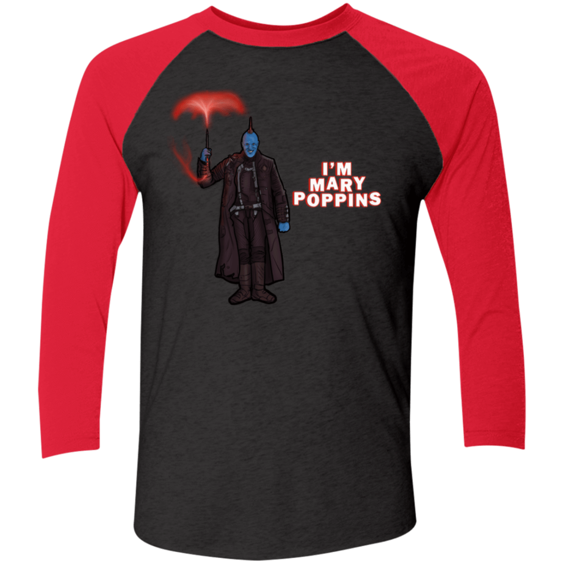 T-Shirts Vintage Black/Vintage Red / X-Small Yondu Poppins Men's Triblend 3/4 Sleeve