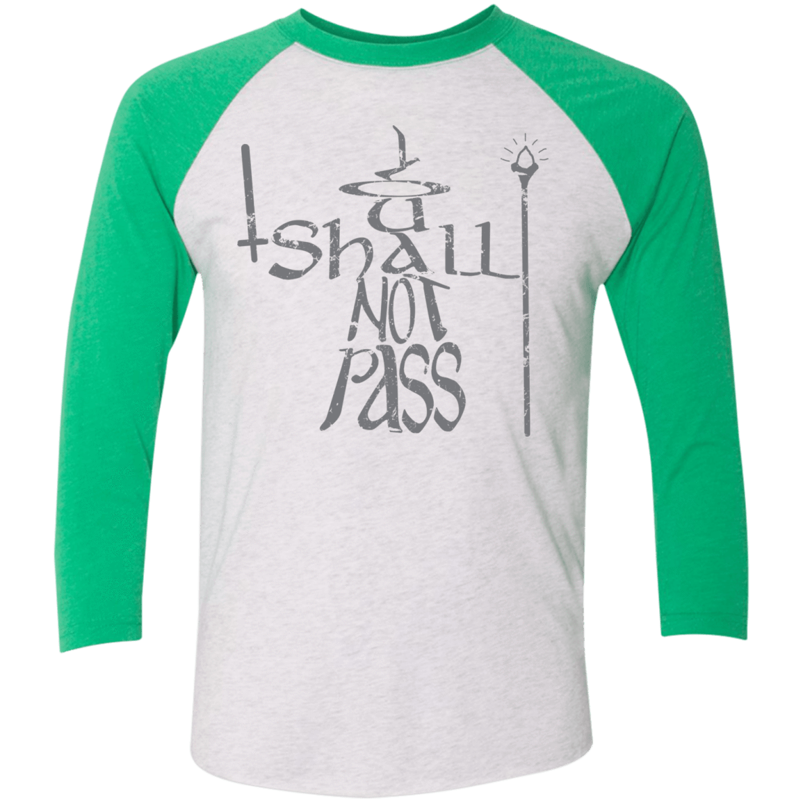 T-Shirts Heather White/Envy / X-Small You Shall Not Pass Men's Triblend 3/4 Sleeve