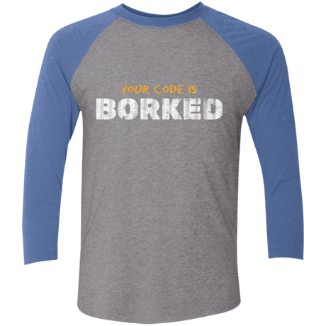 T-Shirts Premium Heather/Vintage Royal / X-Small Your Code Is Borked Men's Triblend 3/4 Sleeve