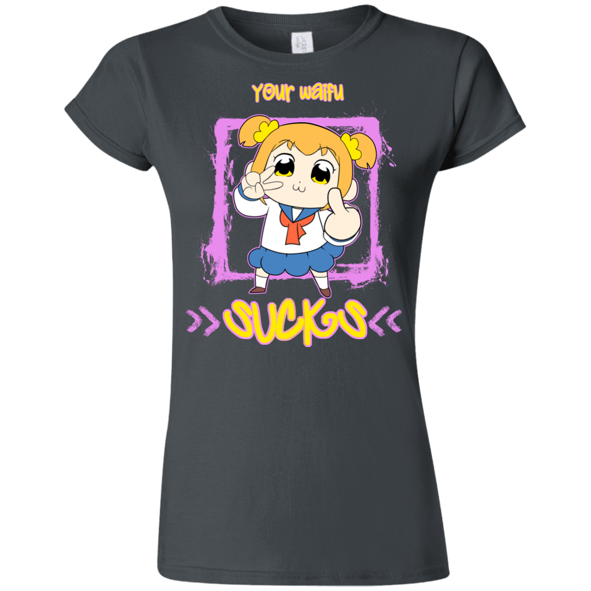 T-Shirts Charcoal / S Your Waifu Junior Slimmer-Fit T-Shirt