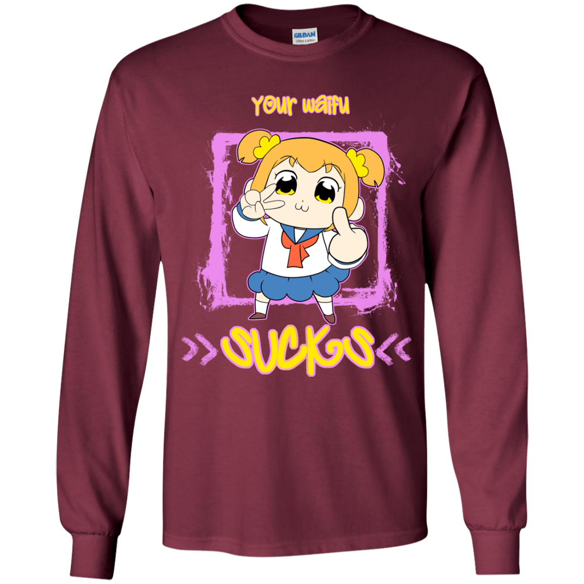 T-Shirts Maroon / YS Your Waifu Youth Long Sleeve T-Shirt