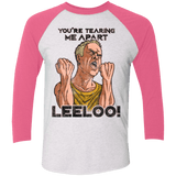 T-Shirts Heather White/Vintage Pink / X-Small Youre Tearing Me Apart Leeloo Men's Triblend 3/4 Sleeve