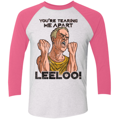 T-Shirts Heather White/Vintage Pink / X-Small Youre Tearing Me Apart Leeloo Men's Triblend 3/4 Sleeve