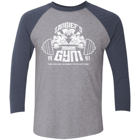 T-Shirts Premium Heather/ Vintage Navy / X-Small Zangief Gym Men's Triblend 3/4 Sleeve