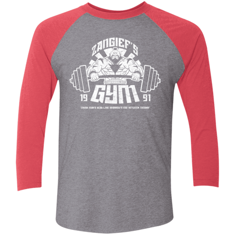 T-Shirts Premium Heather/ Vintage Red / X-Small Zangief Gym Men's Triblend 3/4 Sleeve