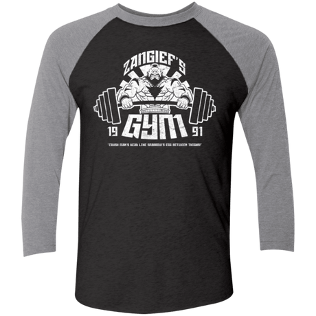 T-Shirts Vintage Black/Premium Heather / X-Small Zangief Gym Men's Triblend 3/4 Sleeve