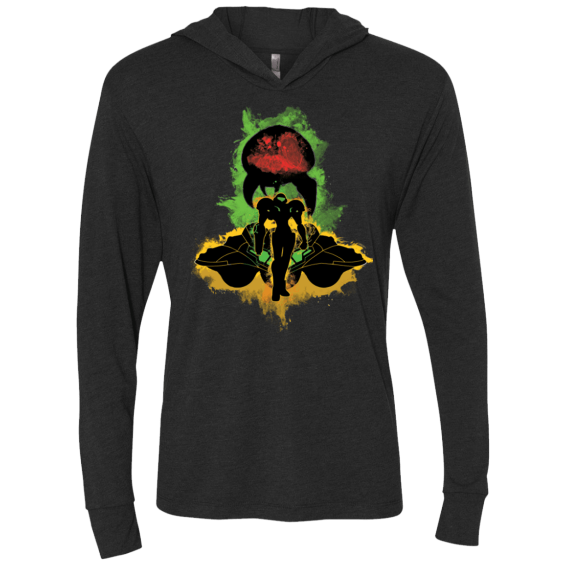 T-Shirts Vintage Black / X-Small Zebes Conflict Triblend Long Sleeve Hoodie Tee