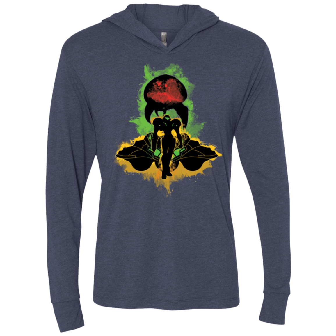 T-Shirts Vintage Navy / X-Small Zebes Conflict Triblend Long Sleeve Hoodie Tee