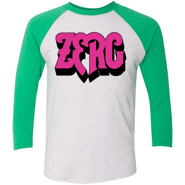 T-Shirts Heather White/Envy / X-Small Zerg Rush Men's Triblend 3/4 Sleeve