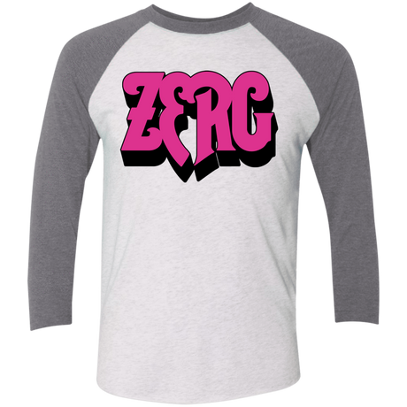 T-Shirts Heather White/Premium Heather / X-Small Zerg Rush Men's Triblend 3/4 Sleeve