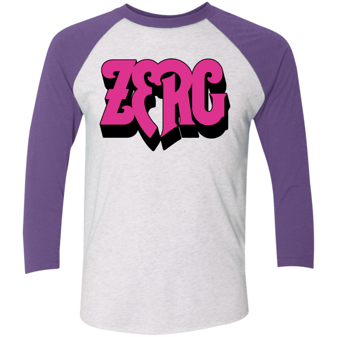 T-Shirts Heather White/Purple Rush / X-Small Zerg Rush Men's Triblend 3/4 Sleeve