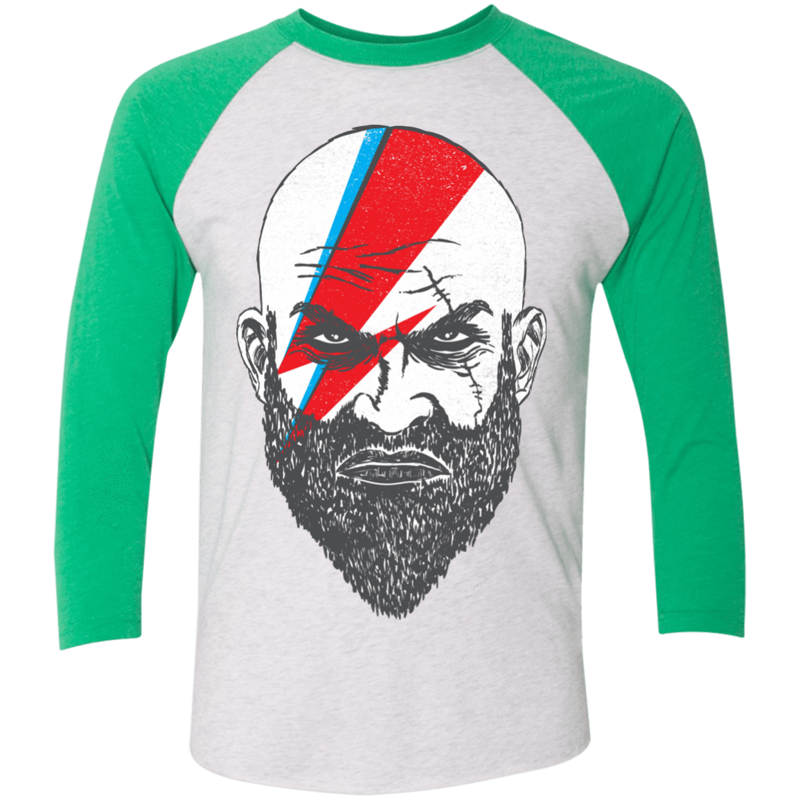 T-Shirts Heather White/Envy / X-Small Ziggy Kratos Men's Triblend 3/4 Sleeve