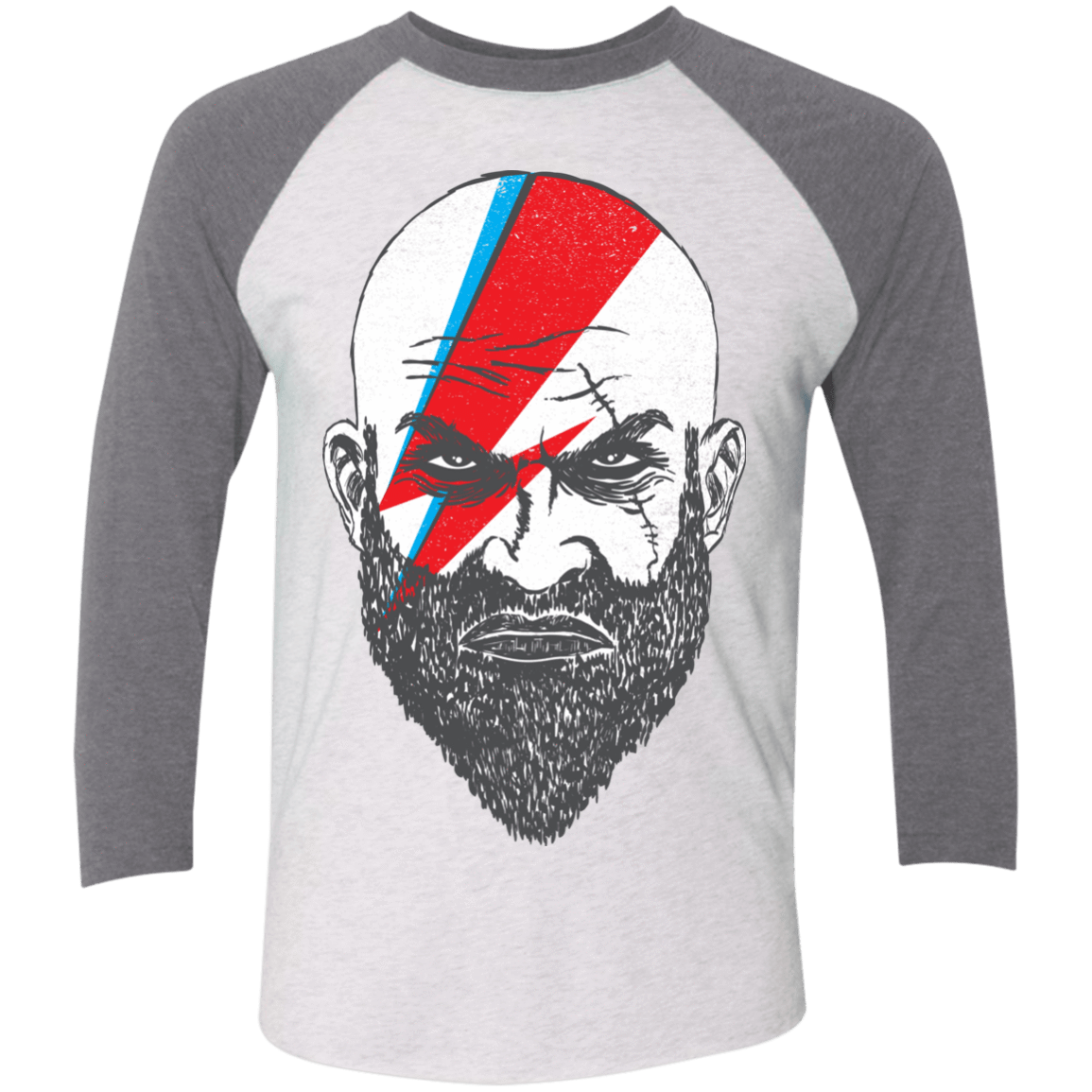 T-Shirts Heather White/Premium Heather / X-Small Ziggy Kratos Men's Triblend 3/4 Sleeve