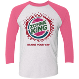 T-Shirts Heather White/Vintage Pink / X-Small Zombie King Triblend 3/4 Sleeve