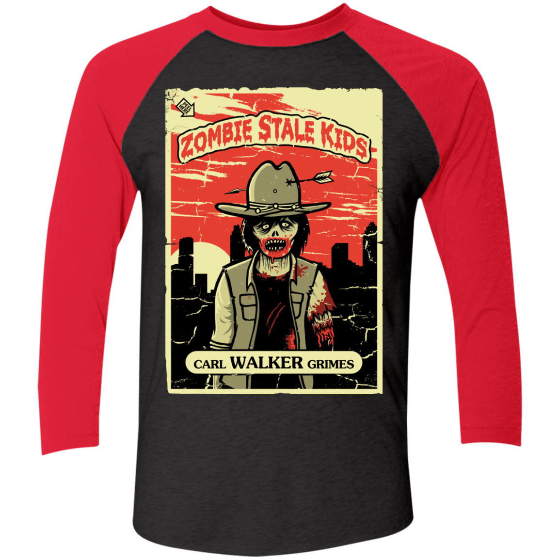T-Shirts Vintage Black/Vintage Red / X-Small Zombie Stale Kids Men's Triblend 3/4 Sleeve