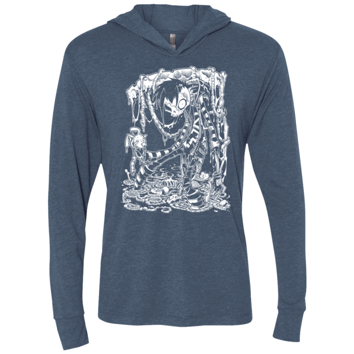 T-Shirts Indigo / X-Small Zombnny Triblend Long Sleeve Hoodie Tee