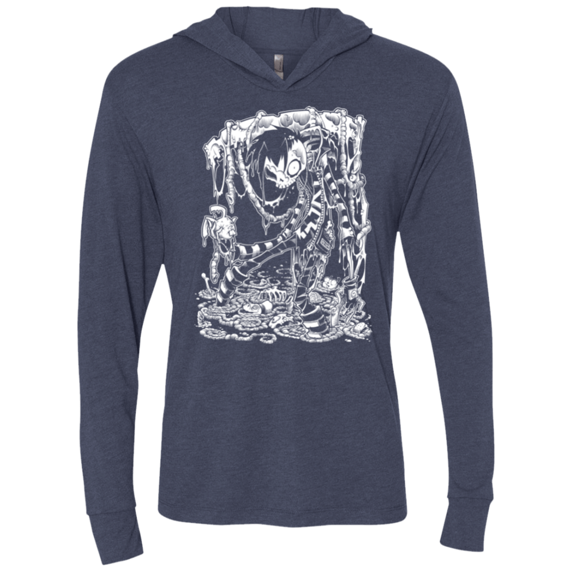 T-Shirts Vintage Navy / X-Small Zombnny Triblend Long Sleeve Hoodie Tee