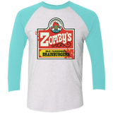 T-Shirts Heather White/Tahiti Blue / X-Small zombys Men's Triblend 3/4 Sleeve