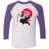 T-Shirts Heather White/Purple Rush / X-Small Zoro Men's Triblend 3/4 Sleeve