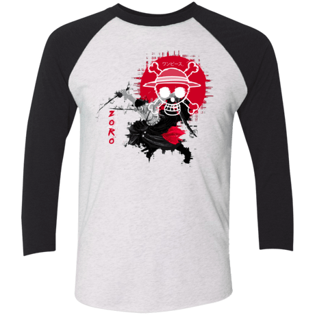 T-Shirts Heather White/Vintage Black / X-Small Zoro Men's Triblend 3/4 Sleeve